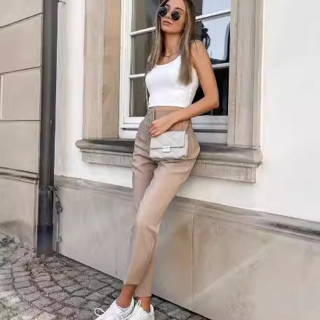 Pantalon décontracté taille haute femme-nouveau style