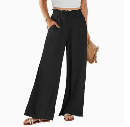 “Pantalon large décontracté pour femme en coton et lin – collection printemps-été 2026, grande taille.”